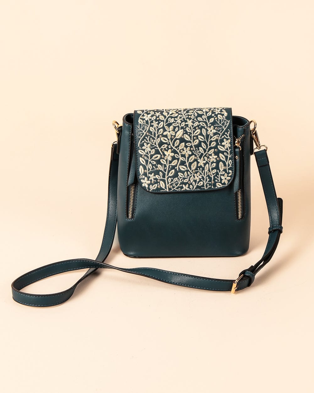 Forest Flowers Embroidered Sling Bag