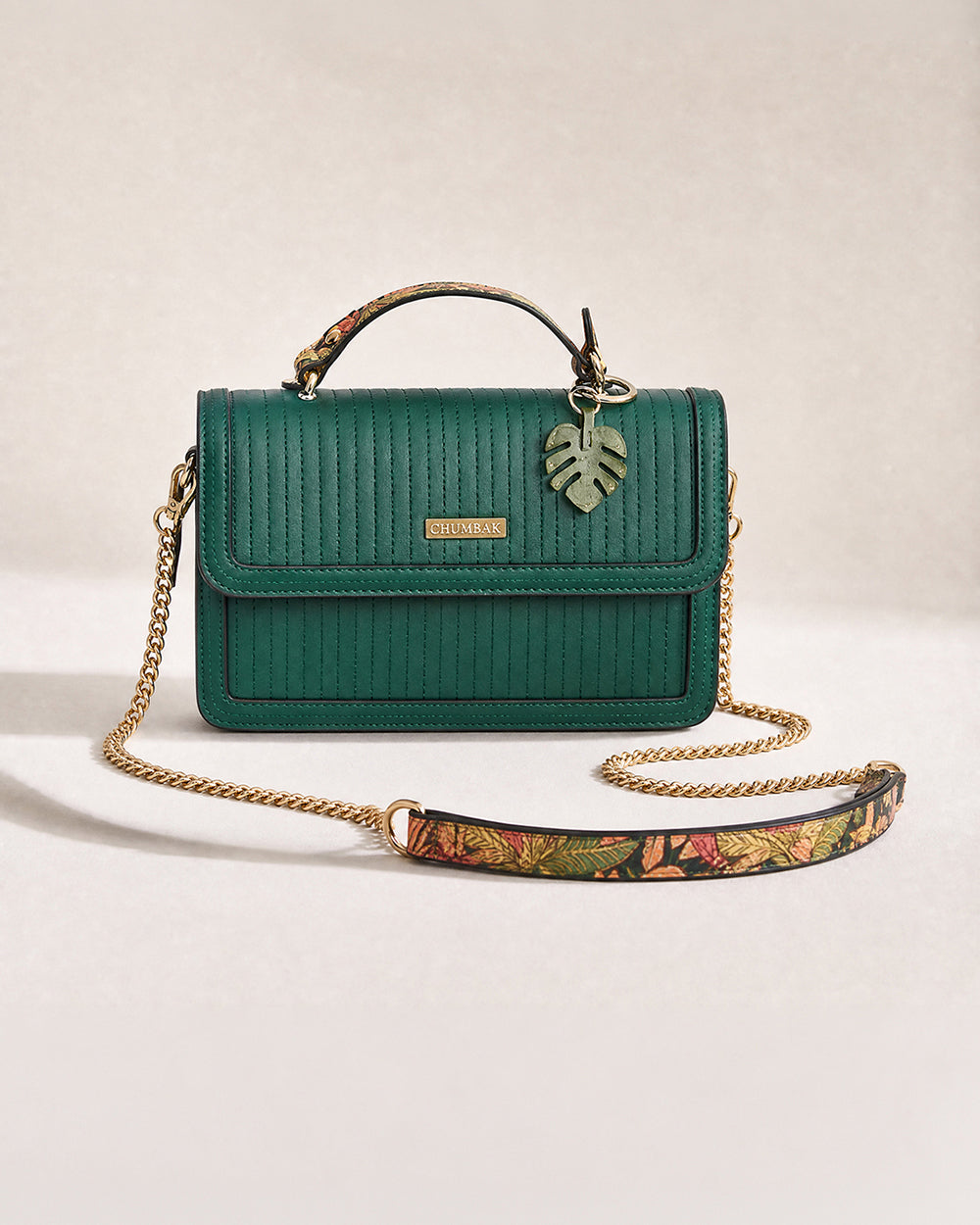 Olive Palm Quilted Crossbody Bag