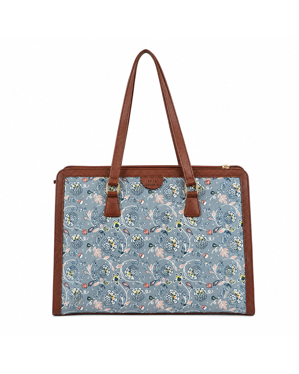 Teal by Chumbak Grey Bloom Office Tote