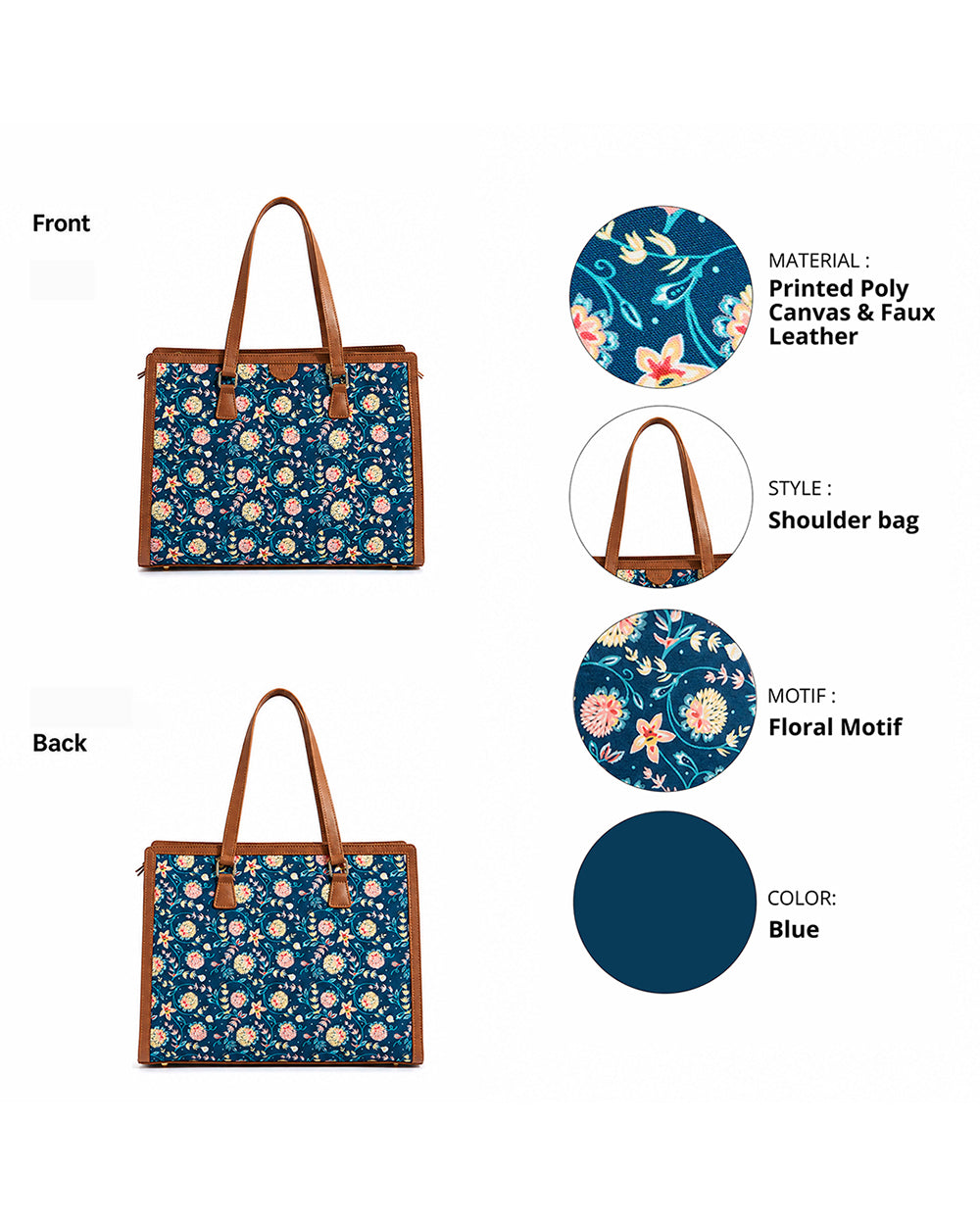 Teal by Chumbak Blue Bloom Office Tote