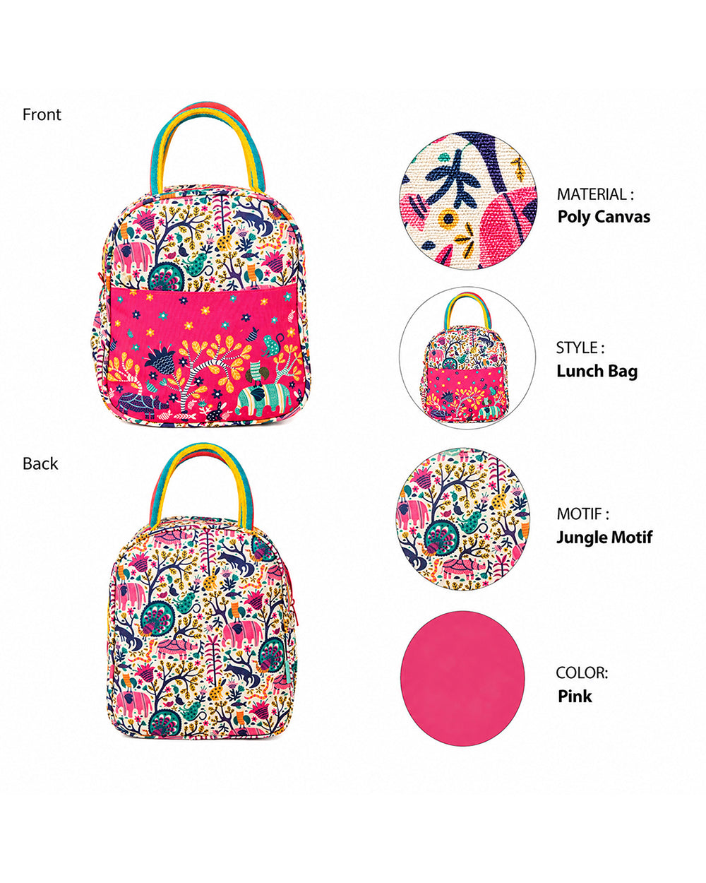 Jungle Rumble Lunch Bag - Pink