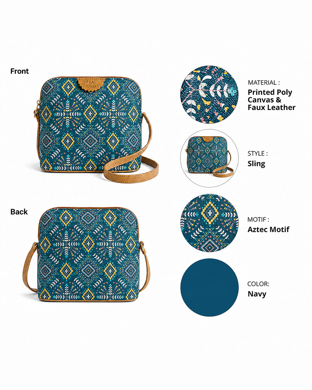 Teal by Chumbak Mexico Aztec Sling Bag