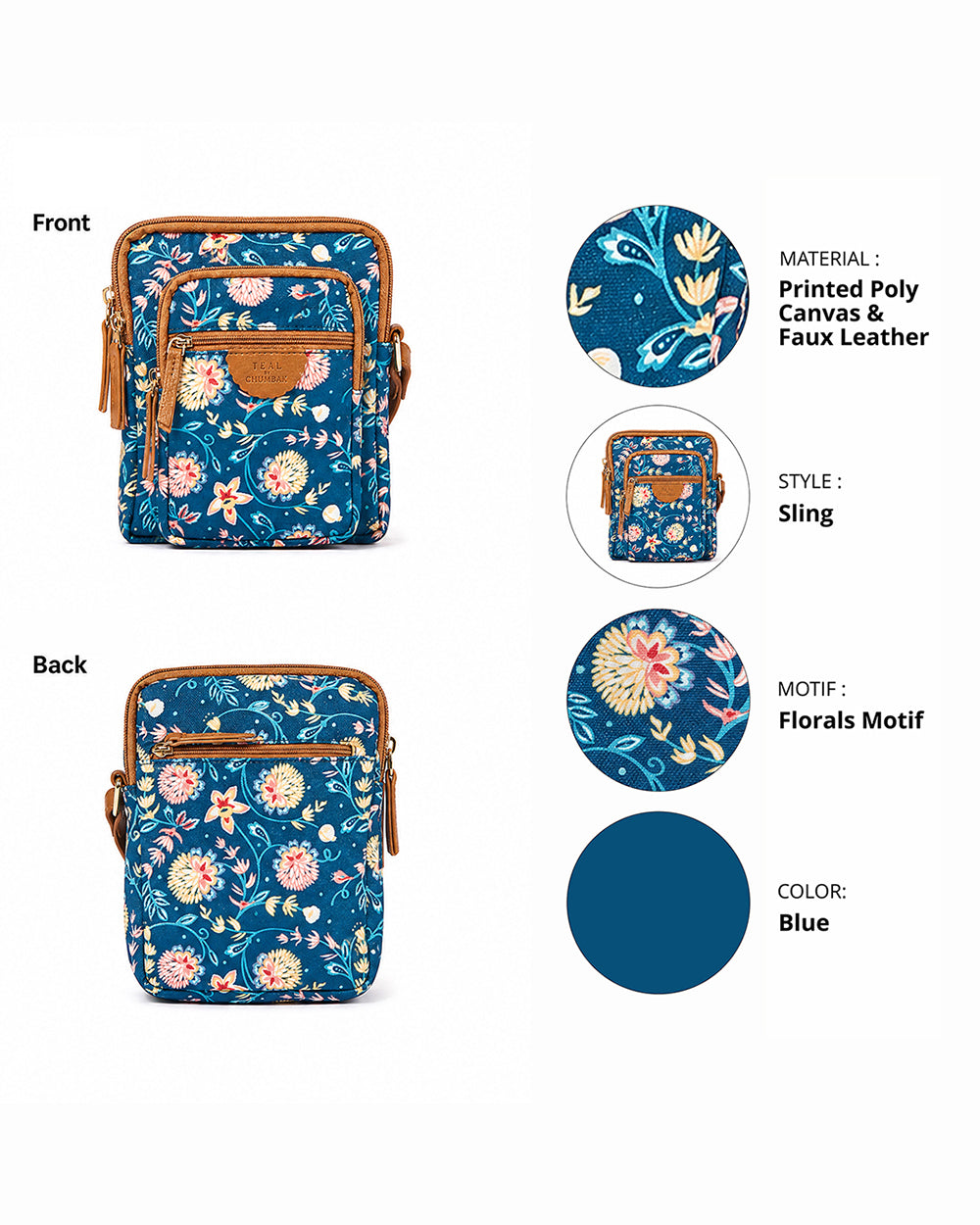 Teal by Chumbak Blue Bloom Wallet  Sling Bag