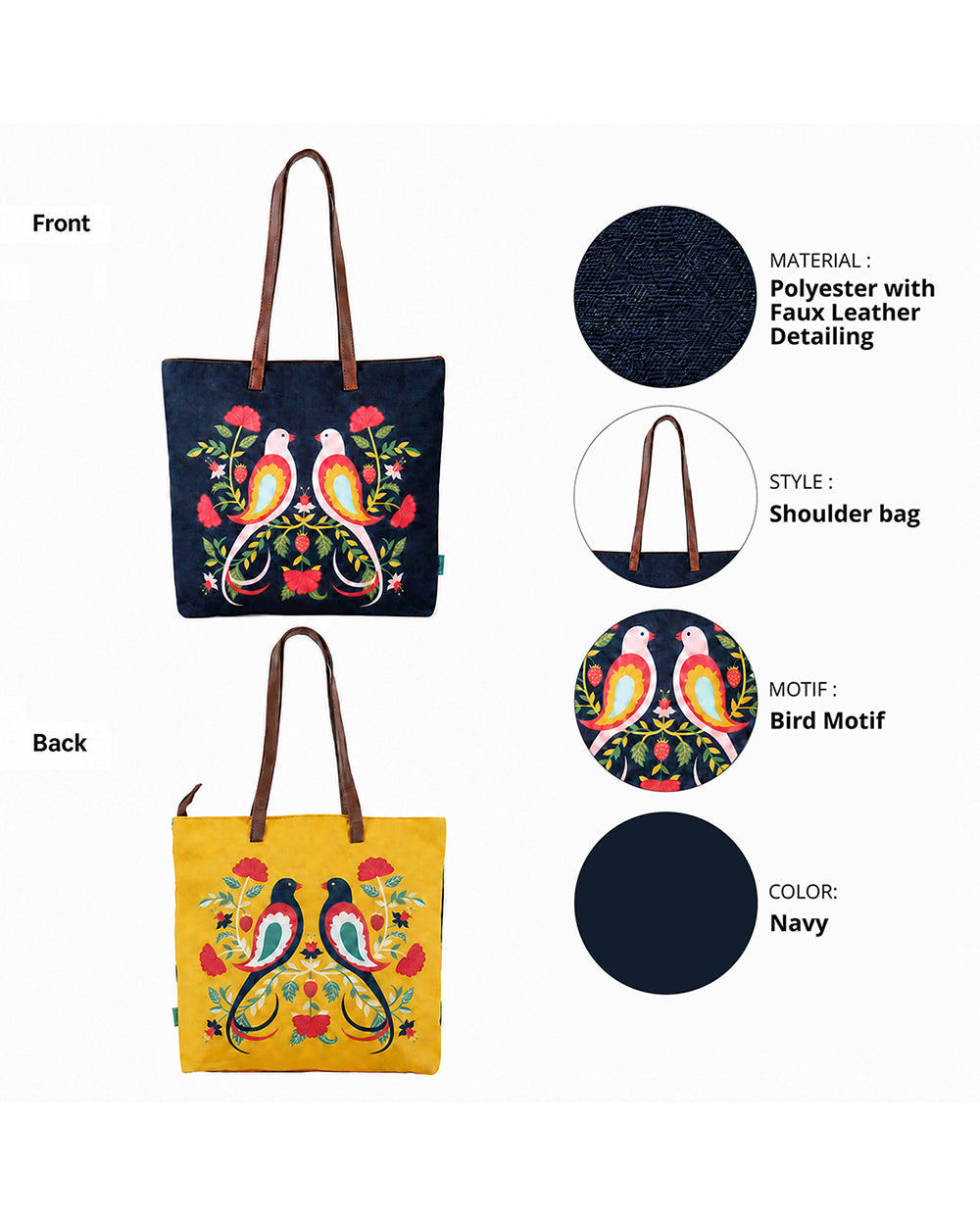 Feathered Mates Navy Tote Bag