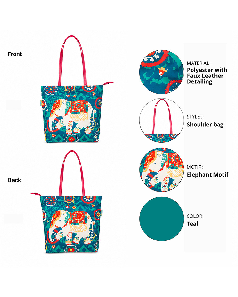 Regal Elephant Tote Bag - Teal