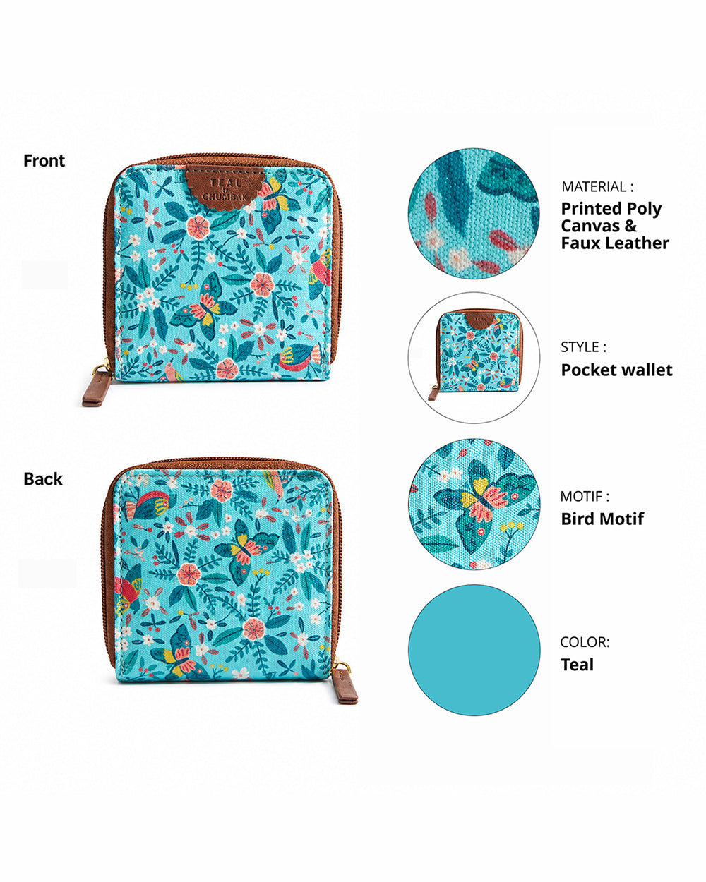 TealByChumbak Birds of Paradise Mini Wallet