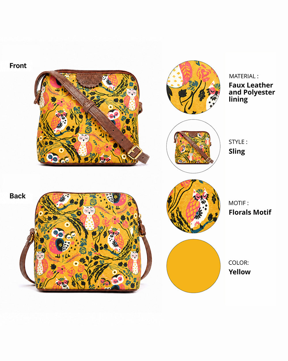 Teal By Chumbak Jungle Stories Sling Bag - Yellow