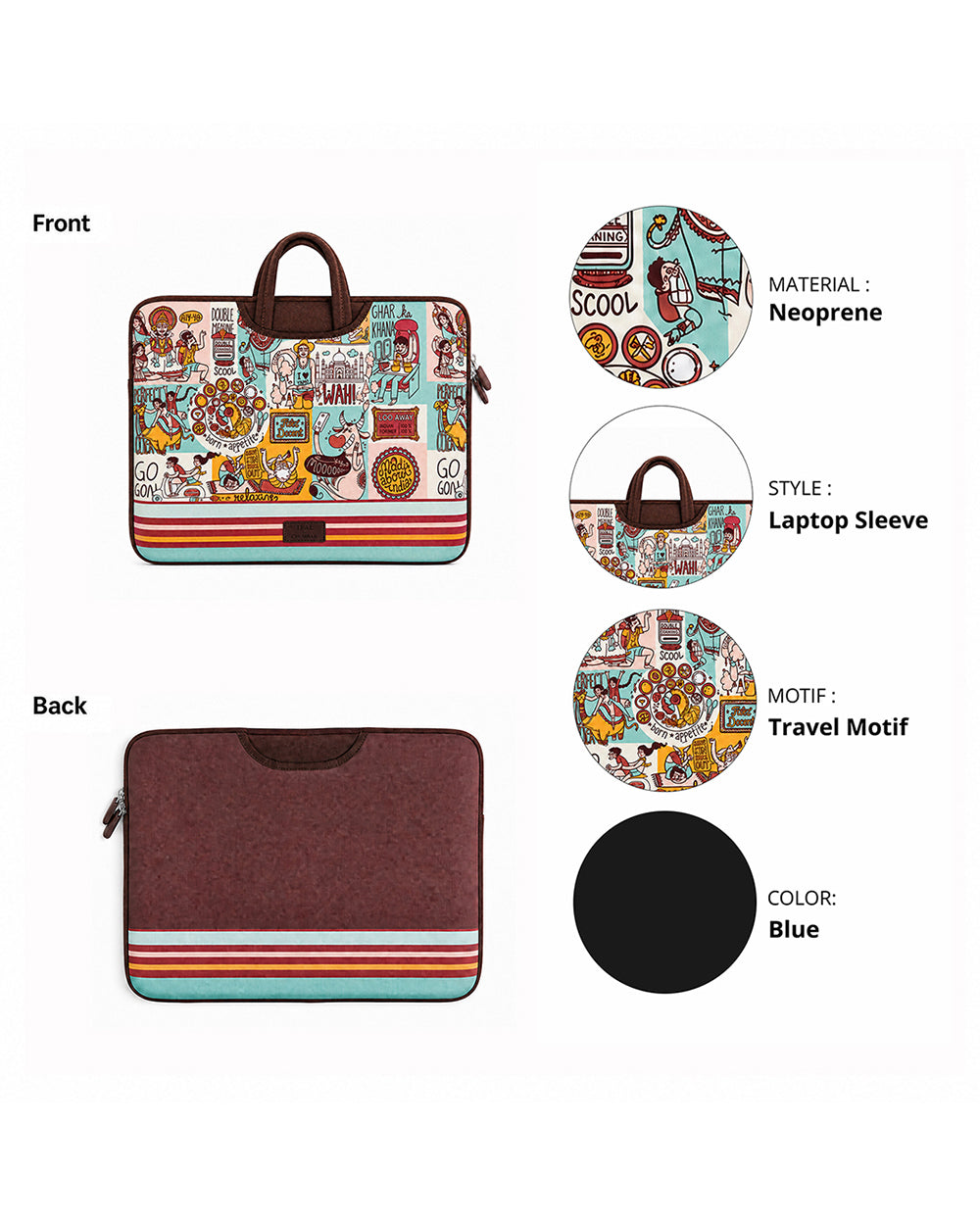 TEAL By Chumbak Indie Pop Laptop Sleeve - 13inch