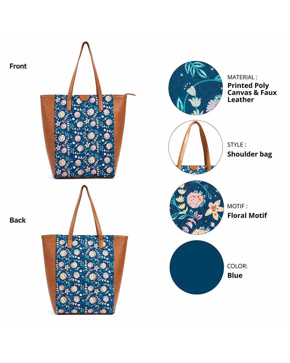 Teal by Chumbak Blue Bloom Shopper Tote