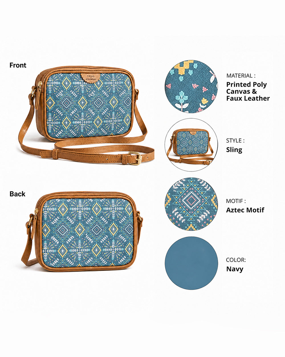 Teal by Chumbak Mexico Aztec Box Sling Bag