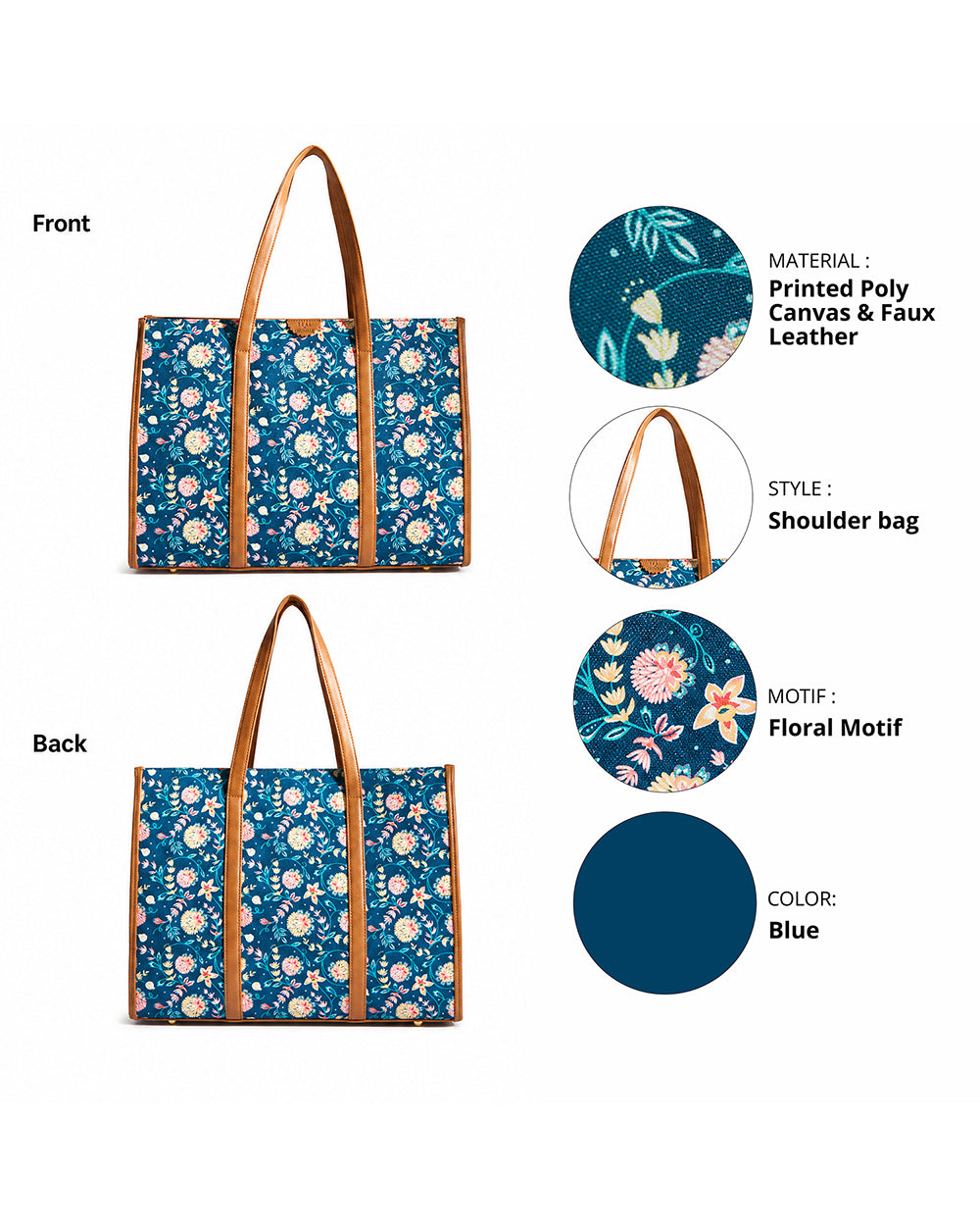 Teal by Chumbak Blue Bloom Canvas Tote