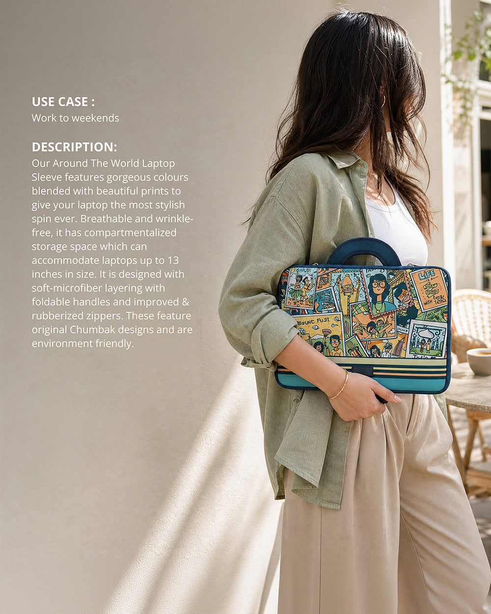 TEAL By Chumbak Around the world Laptop Sleeve - 13inch