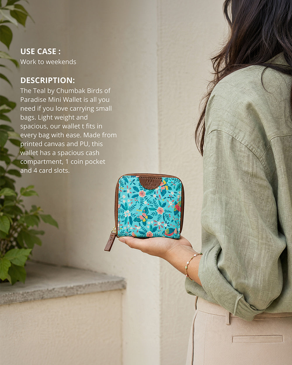 TealByChumbak Birds of Paradise Mini Wallet