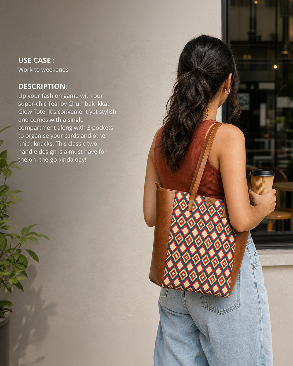 TealByChumbak Ikkat Glow Tote