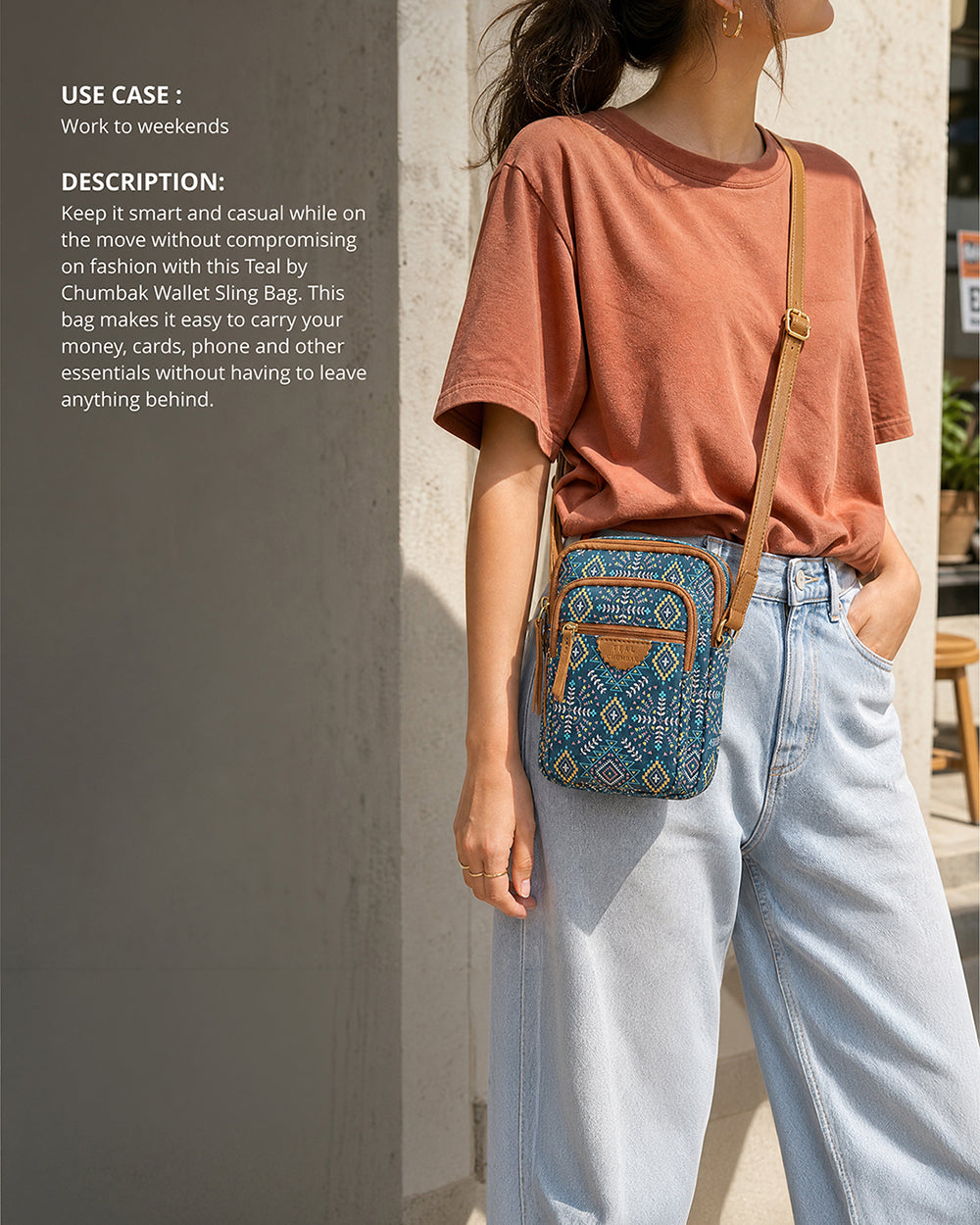Teal by Chumbak Mexico Aztec Wallet  Sling Bag