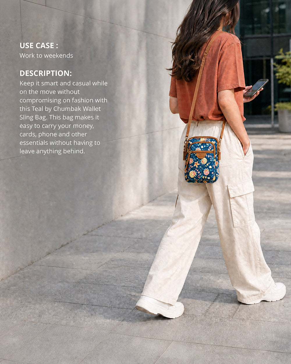 Teal by Chumbak Blue Bloom Wallet  Sling Bag