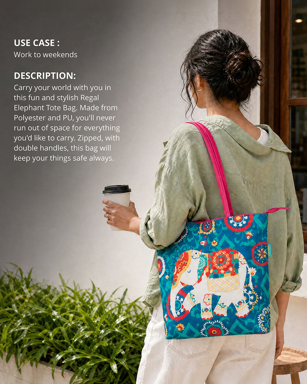 Regal Elephant Tote Bag - Teal