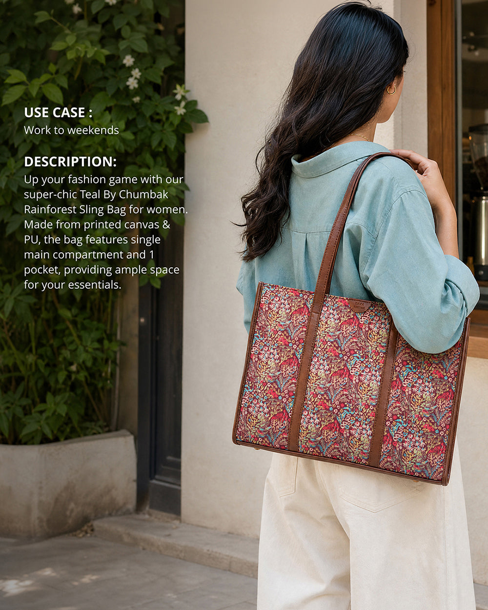 TealByChumbak Rainforest Canvas Tote