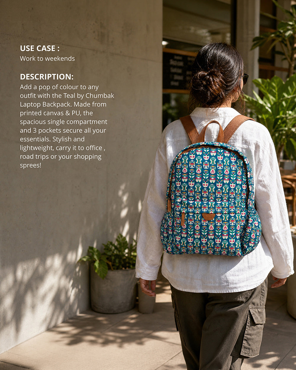 Teal by Chumbak Owl March Laptop backpack