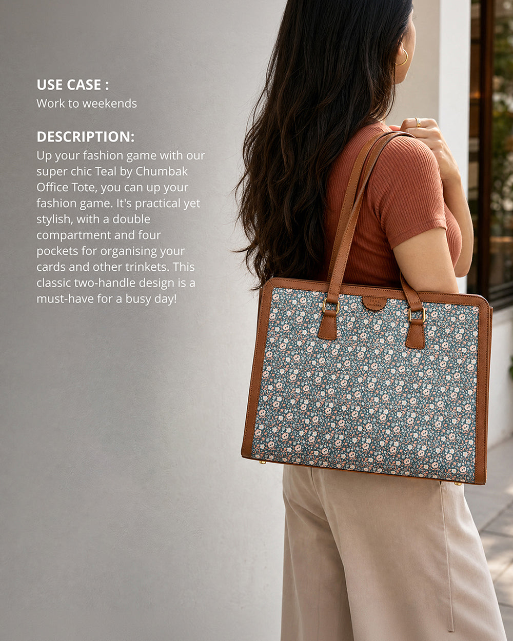 Teal by Chumbak Floral Beds Office Tote