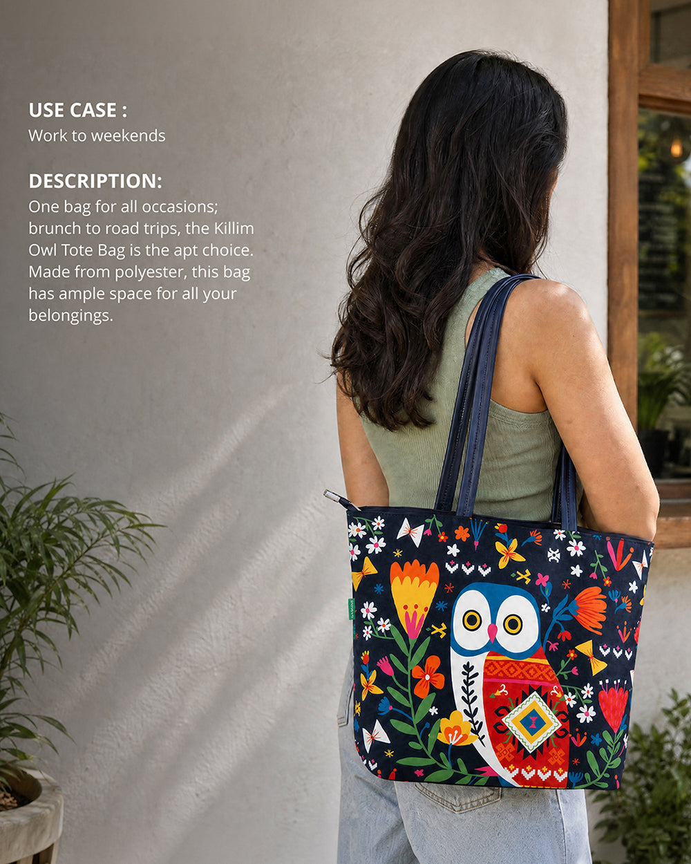 Killim Owl Tote Bag