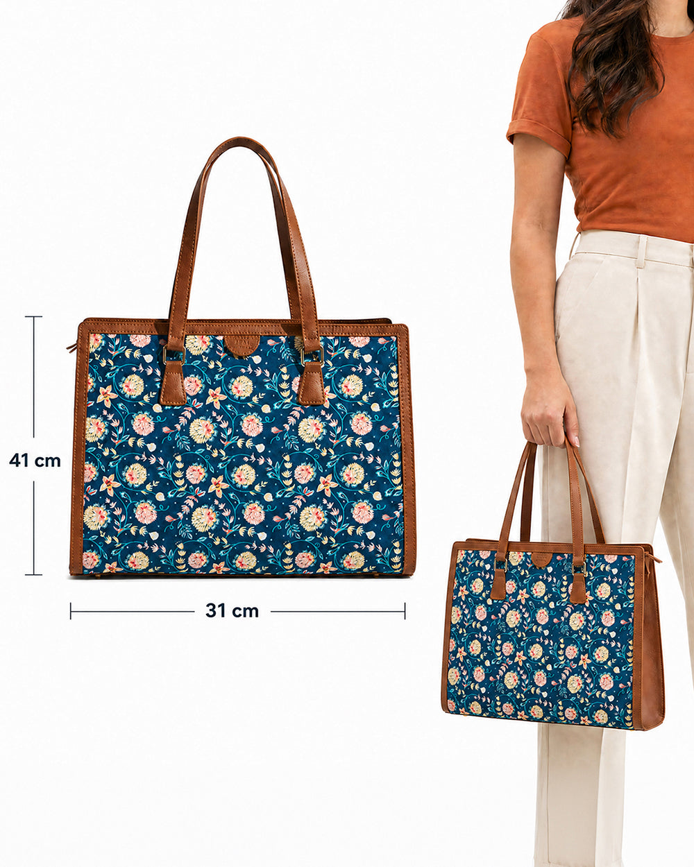 Teal by Chumbak Blue Bloom Office Tote