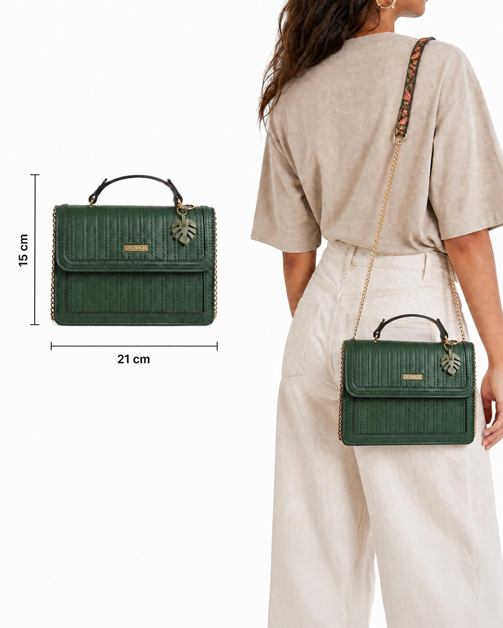 Olive Palm Quilted Crossbody Bag