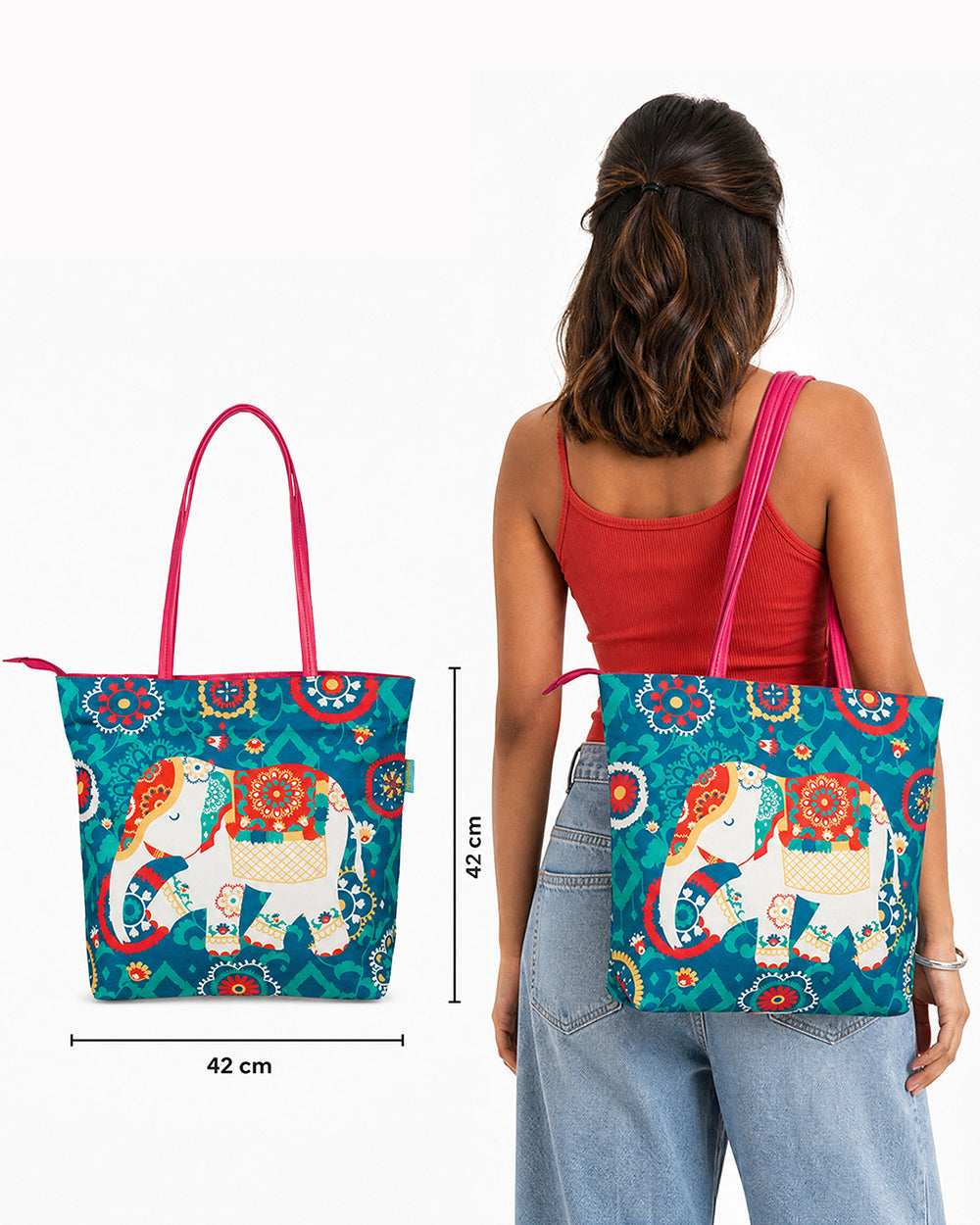 Regal Elephant Tote Bag - Teal
