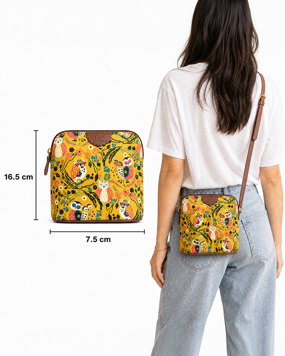 Teal By Chumbak Jungle Stories Sling Bag - Yellow