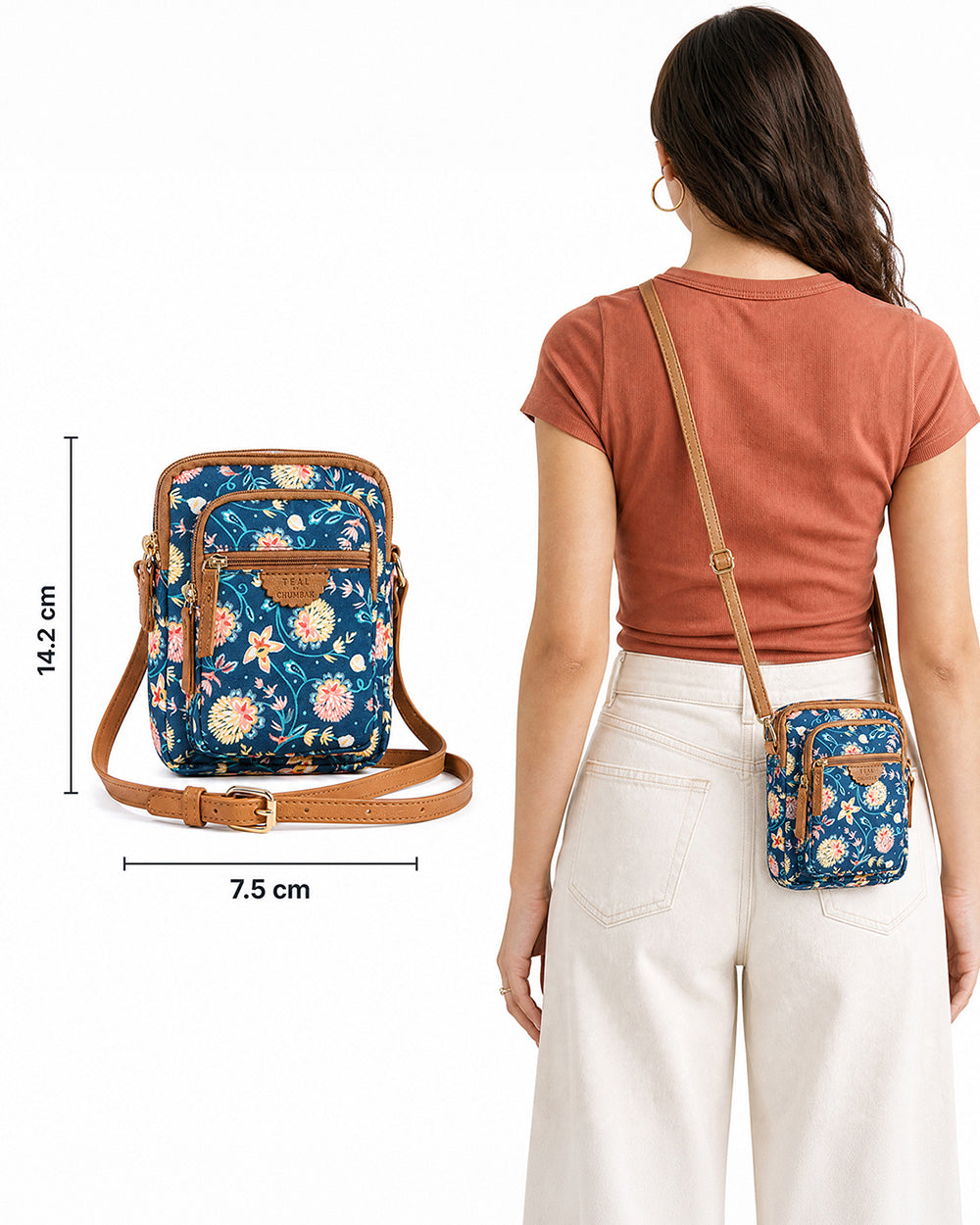 Teal by Chumbak Blue Bloom Wallet  Sling Bag