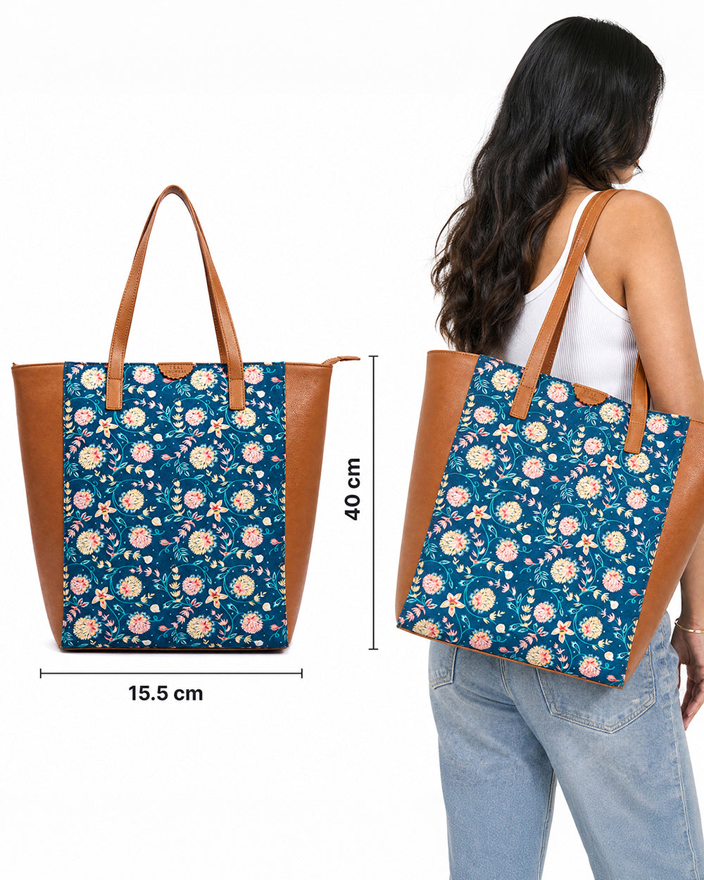 Teal by Chumbak Blue Bloom Shopper Tote