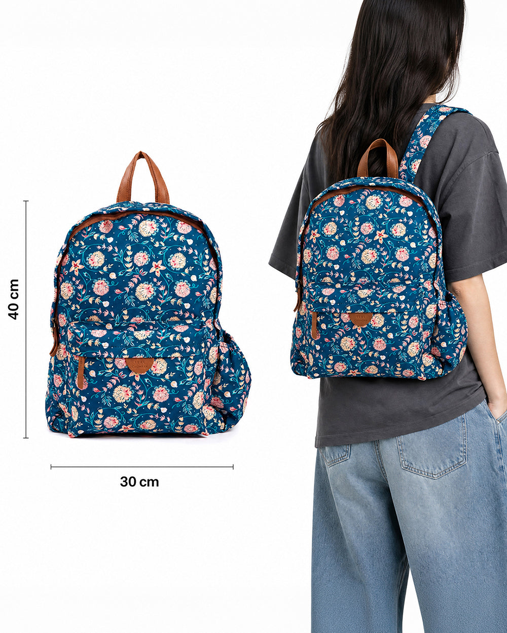 Teal by Chumbak Blue Bloom Laptop backpack