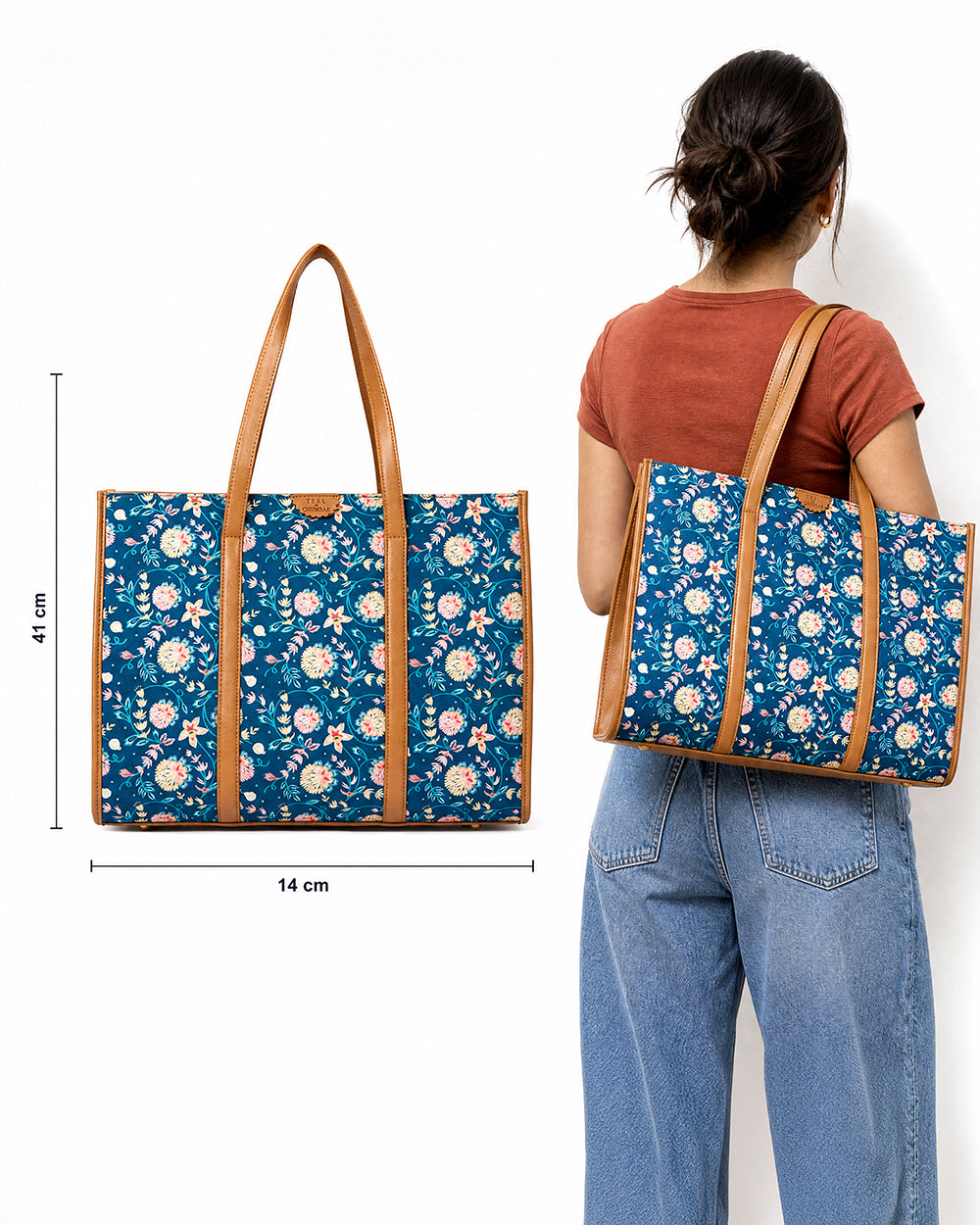 Teal by Chumbak Blue Bloom Canvas Tote