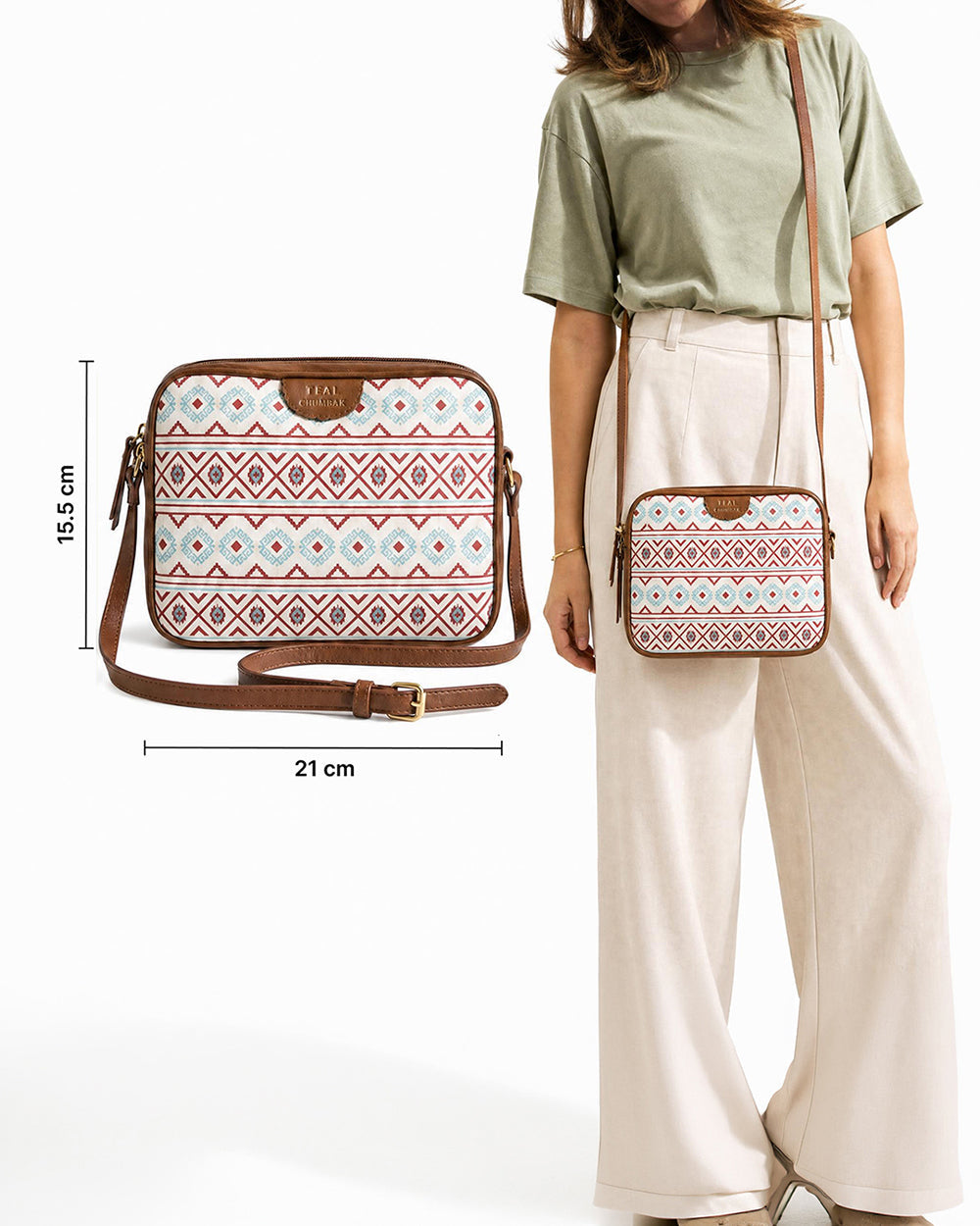 TealByChumbak Mercado Aztec Rectangular Sling Bag