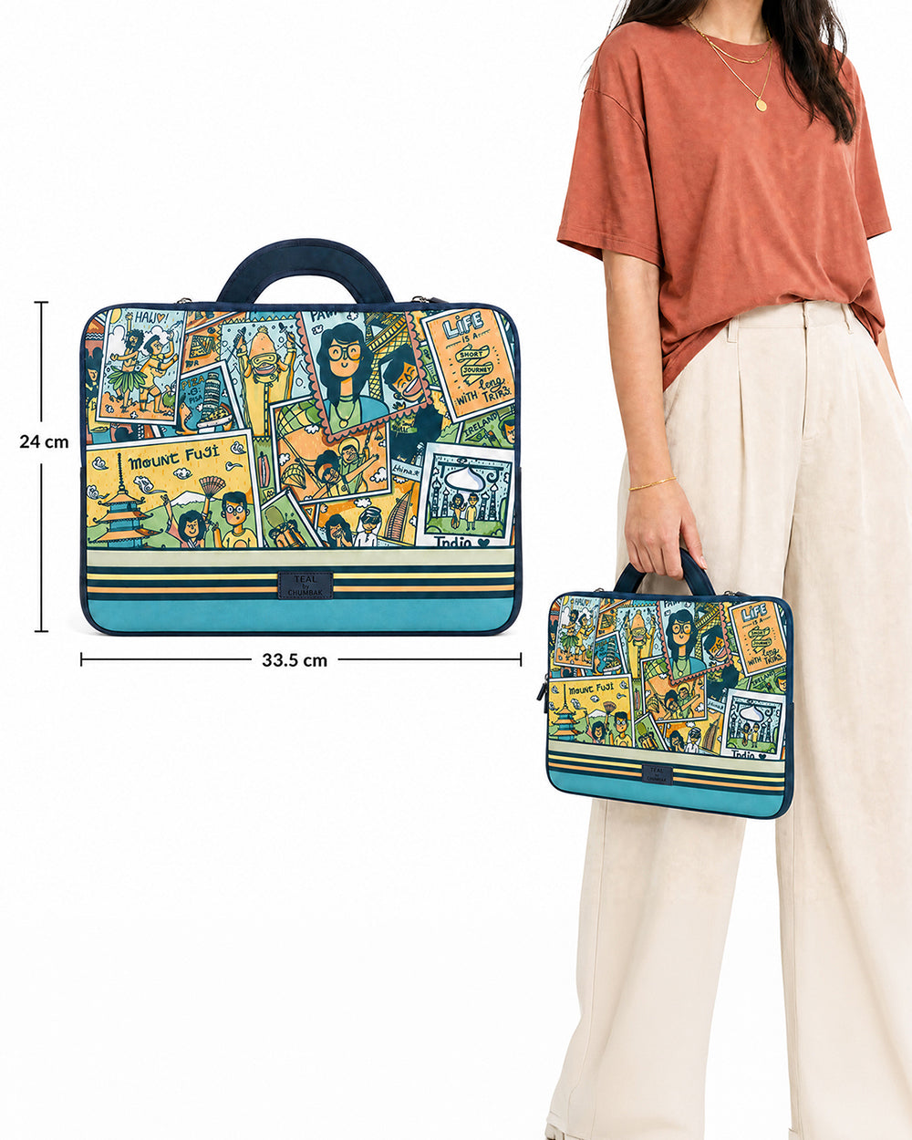 TEAL By Chumbak Around the world Laptop Sleeve - 13inch