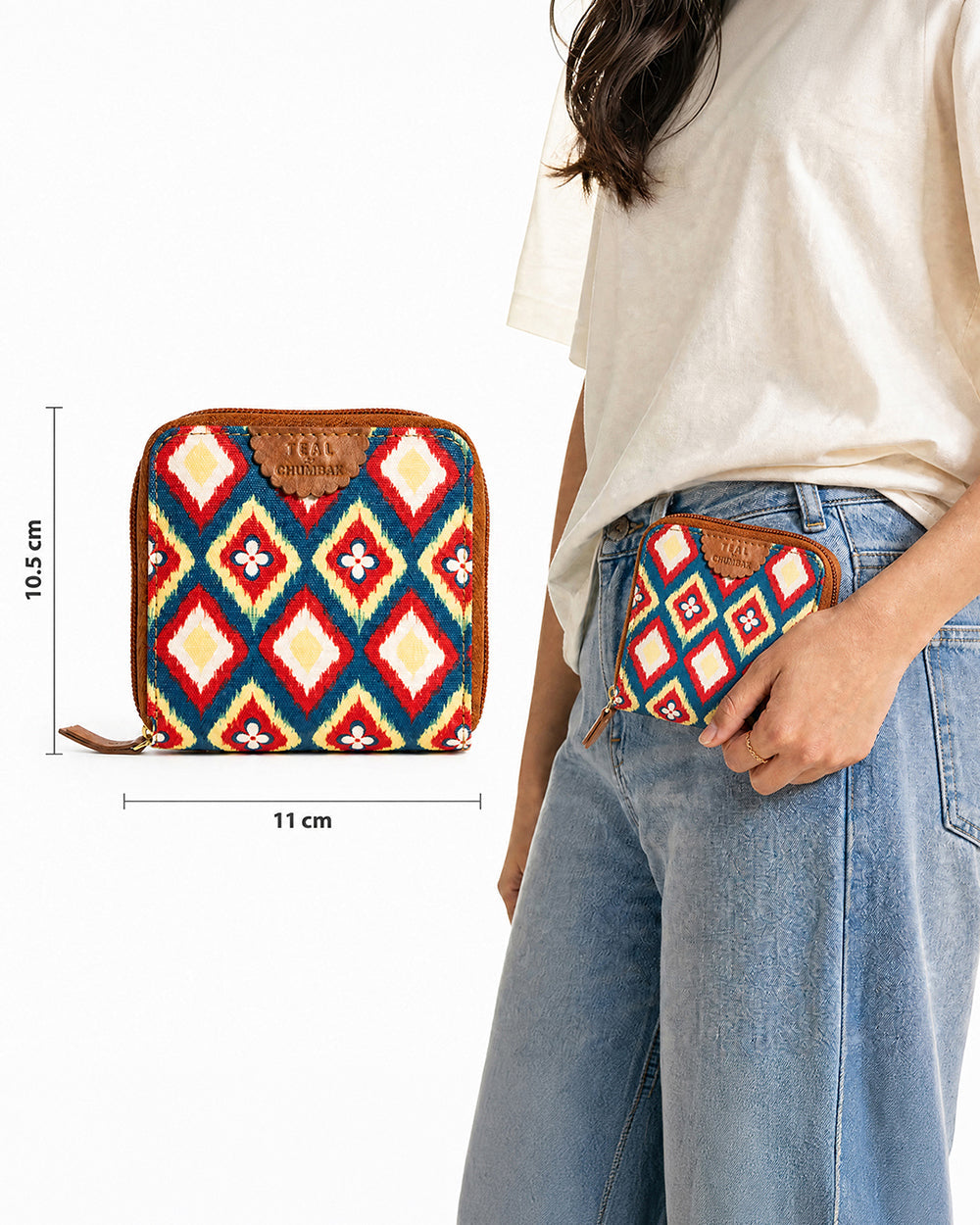 TealByChumbak Ikkat Glow Mini Wallet