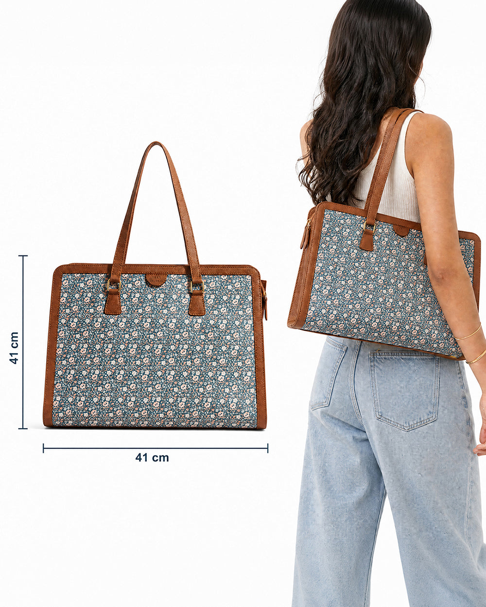 Teal by Chumbak Floral Beds Office Tote