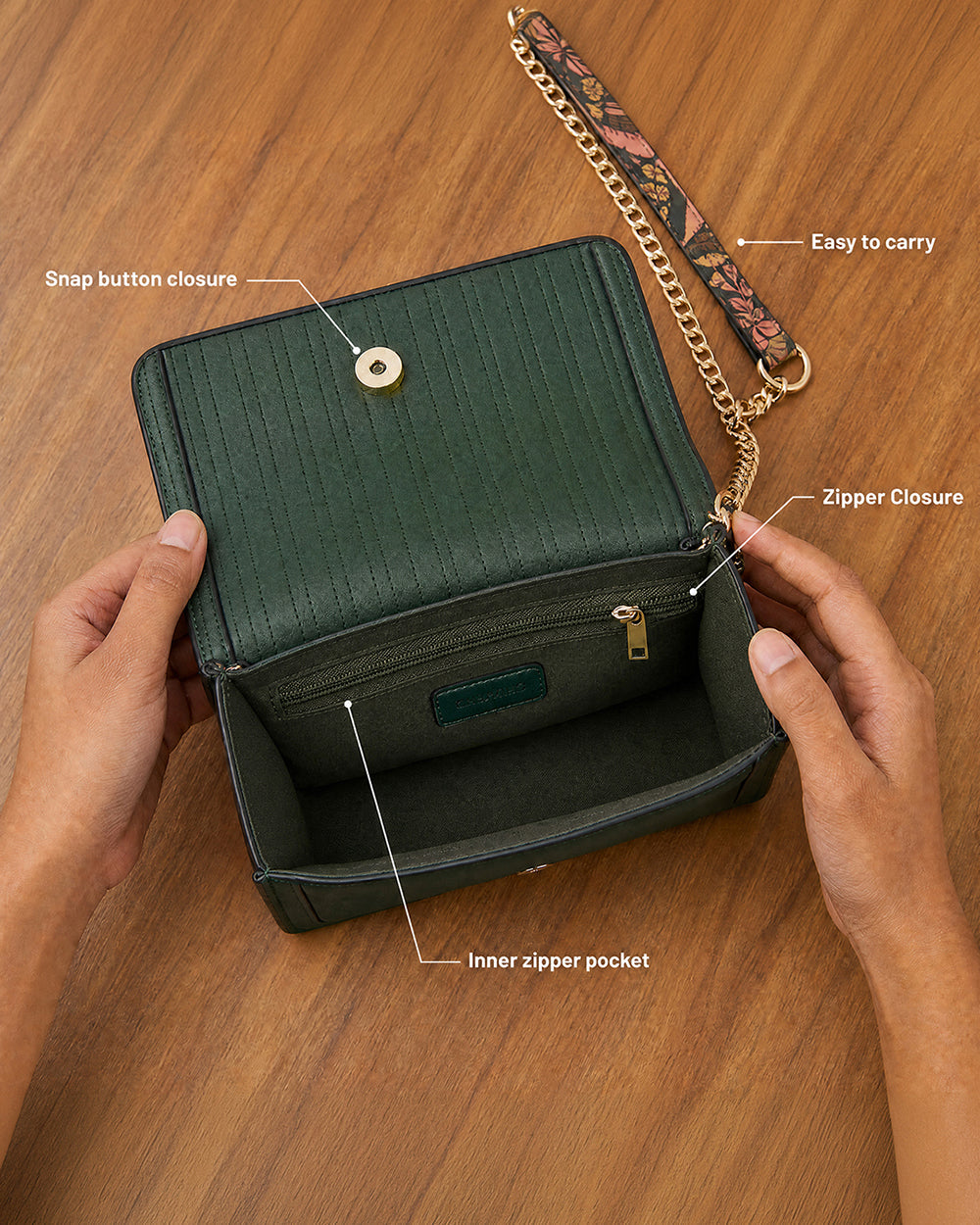 Olive Palm Quilted Crossbody Bag