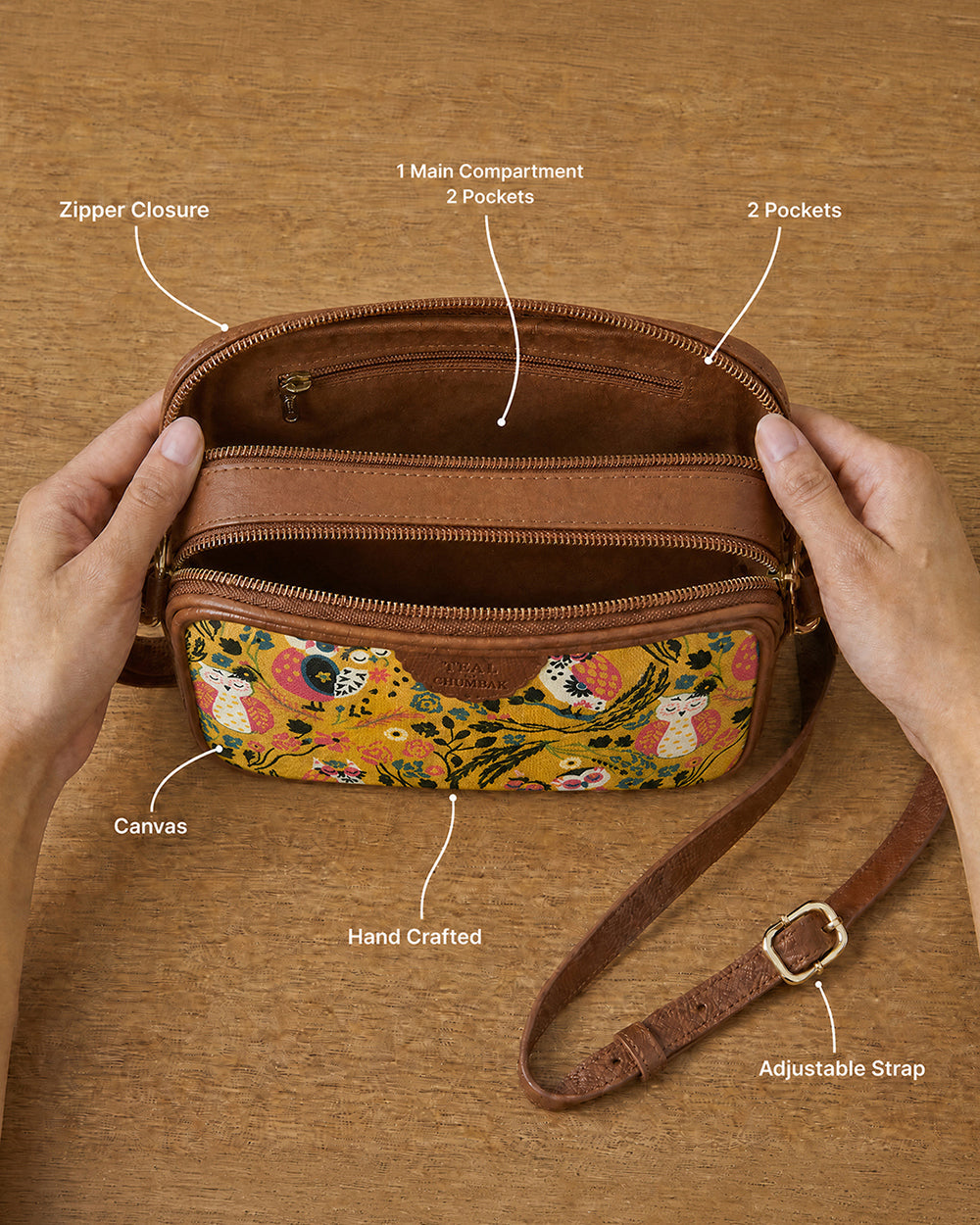 Teal by Chumbak Jungle Stories Box Sling Bag