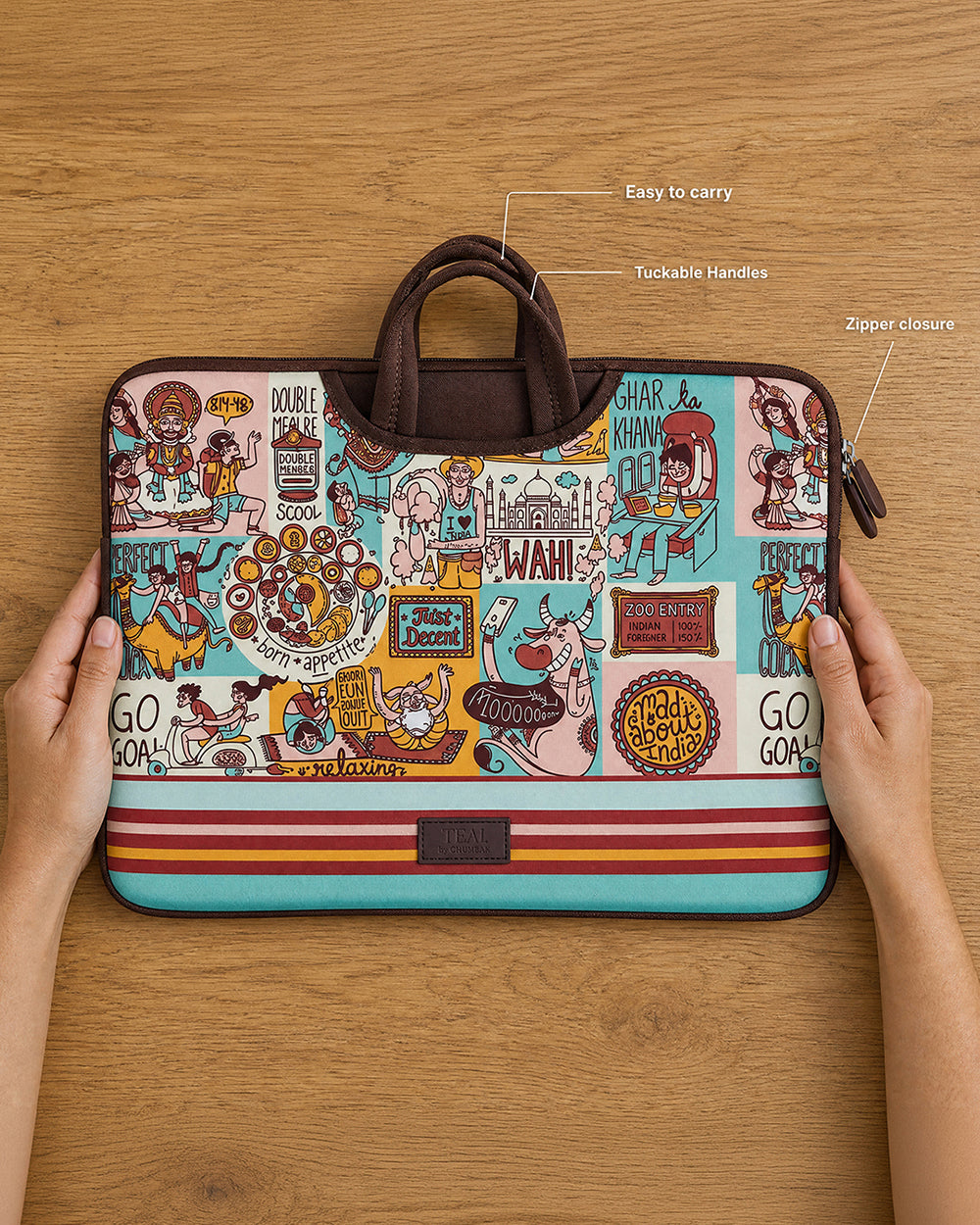 TEAL By Chumbak Indie Pop Laptop Sleeve - 13inch
