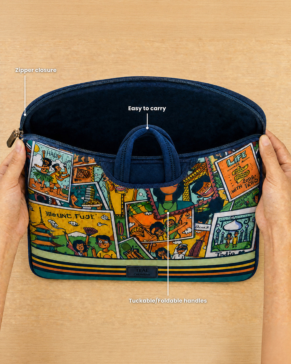 TEAL By Chumbak Around the world Laptop Sleeve - 15inch
