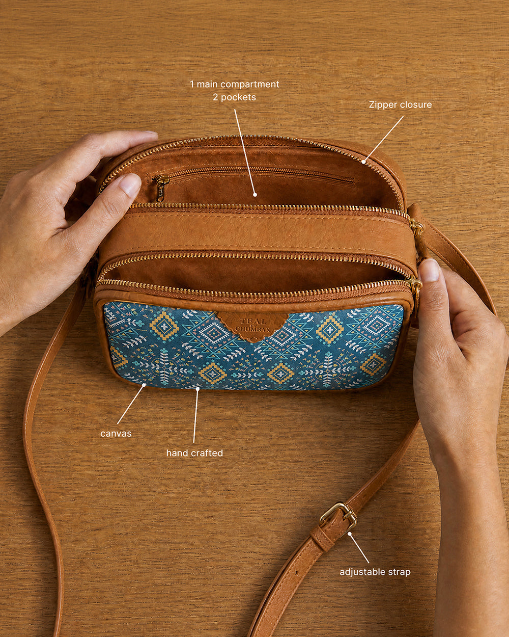 Teal by Chumbak Mexico Aztec Box Sling Bag