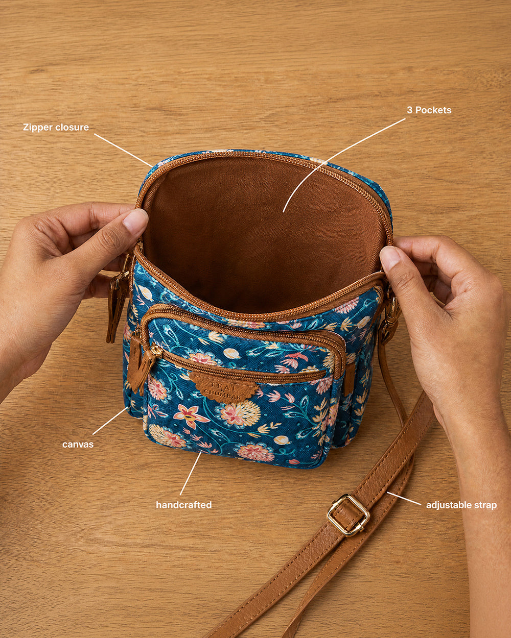 Teal by Chumbak Blue Bloom Wallet  Sling Bag
