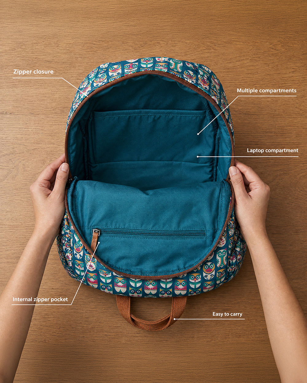 Teal by Chumbak Owl March Laptop backpack