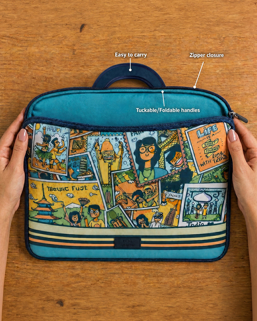 TEAL By Chumbak Around the world Laptop Sleeve - 13inch