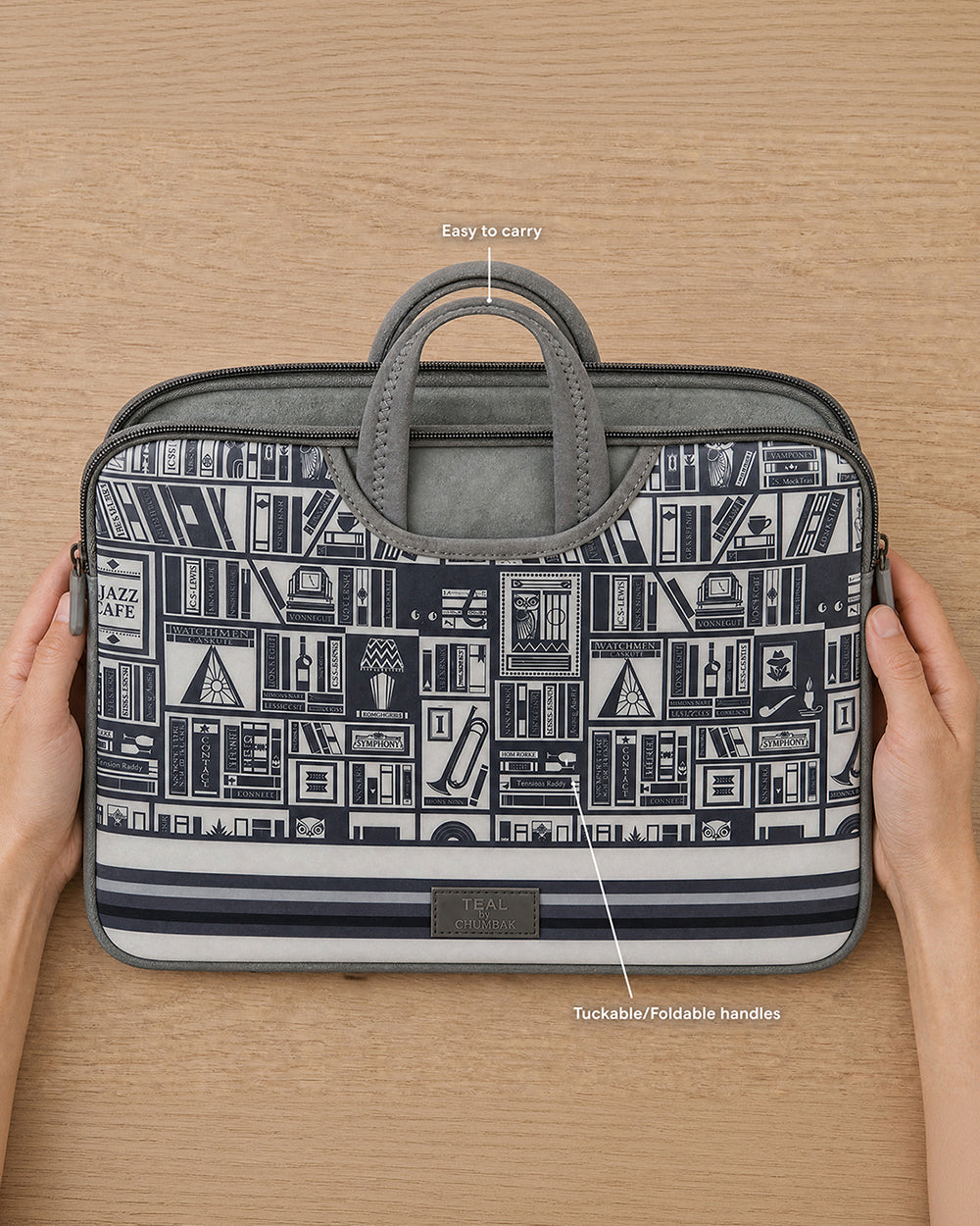 TEAL By Chumbak Welcome to Library Laptop Sleeve - 13inch