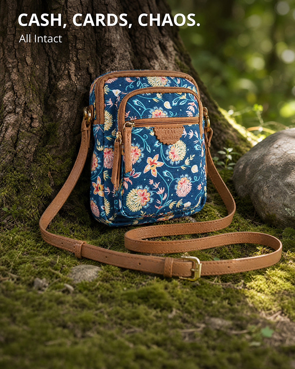 Teal by Chumbak Blue Bloom Wallet  Sling Bag