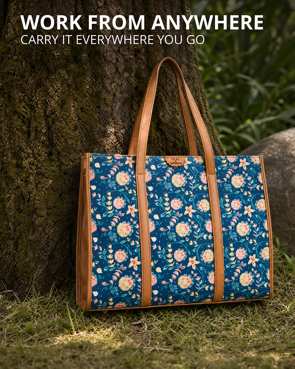Teal by Chumbak Blue Bloom Canvas Tote