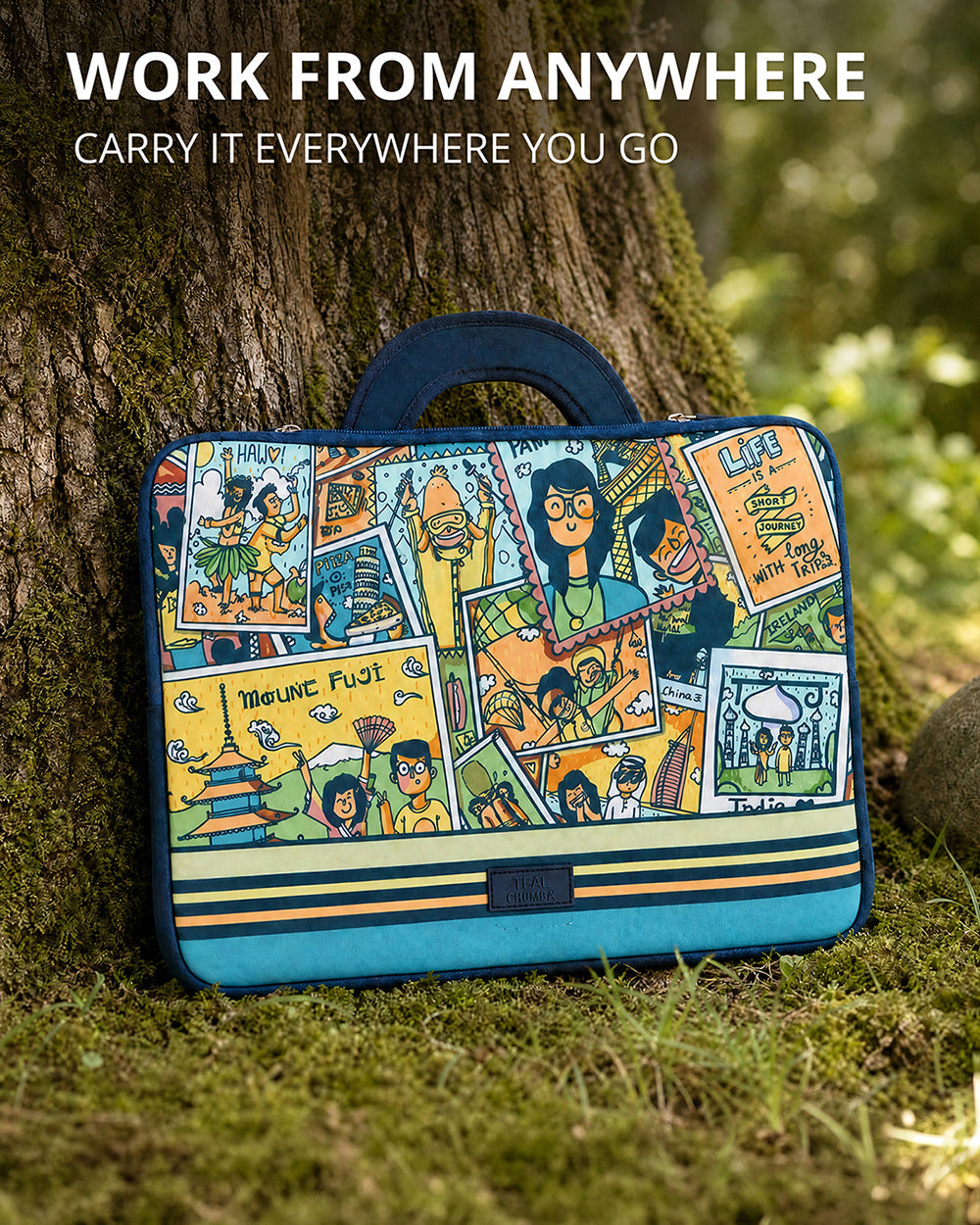 TEAL By Chumbak Around the world Laptop Sleeve - 13inch