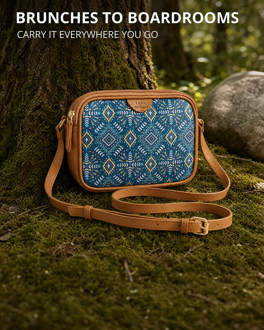 Teal by Chumbak Mexico Aztec Box Sling Bag